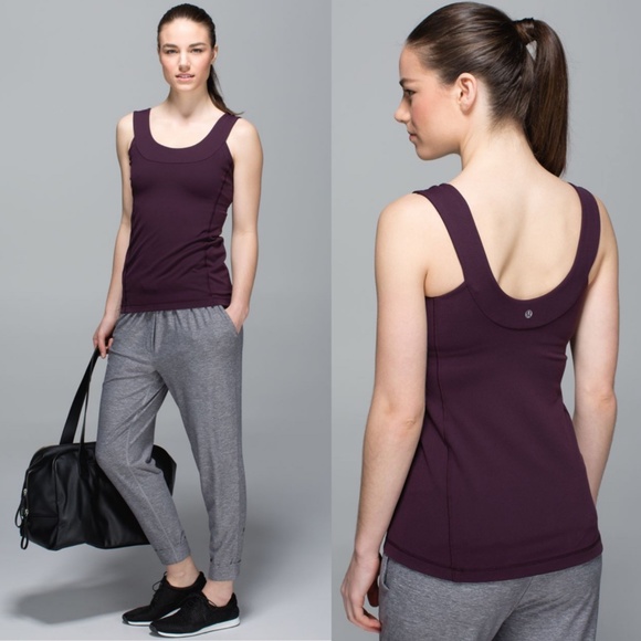 lululemon athletica Tops - [Lululemon] Scoop Back Tank in Black Cherry #G09